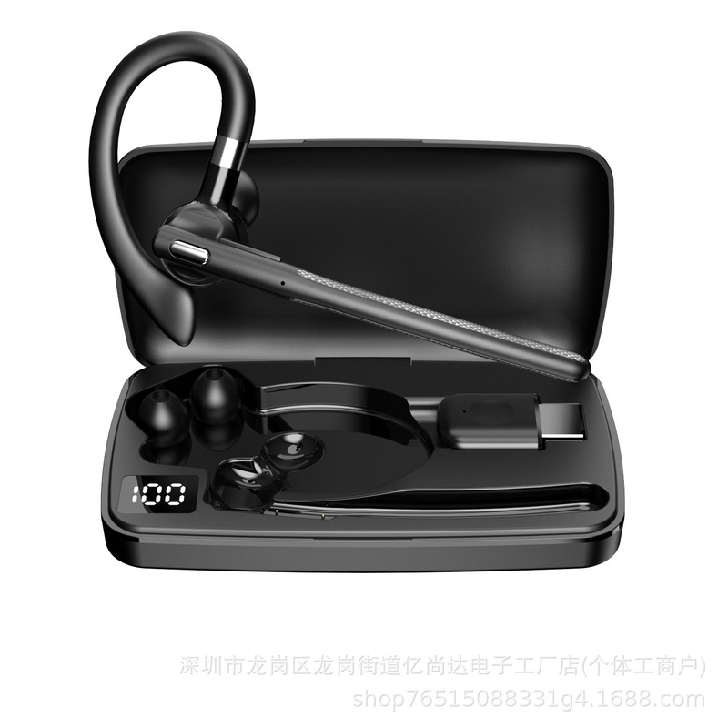 新型片耳耳耳式ビジネスbluetoothイヤホンデジタル表示5.4通話ノイズ低減USB付きロング持続卸売り|undefined