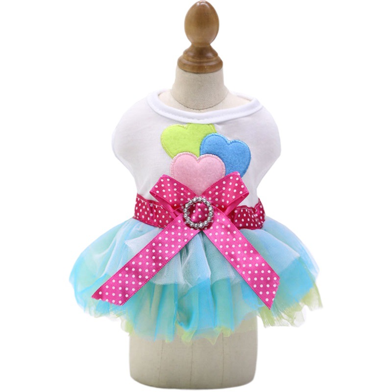 Mascota ropa para perros primavera y verano ropa para gatos falda para mascotas suministros para mascotas falda de gasa de labios amor oso de peluche