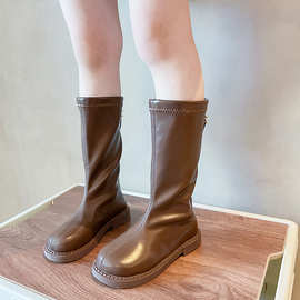 秋冬季女童靴子时尚靴 厂家现货 女孩子简约气质高筒骑士靴