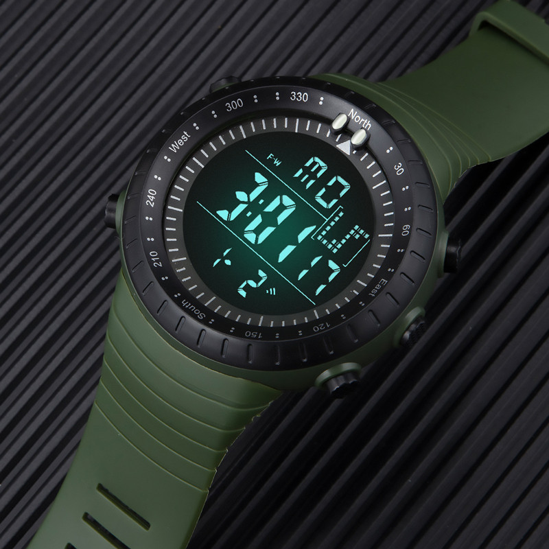 Cronógrafo para hombres deportes reloj electrónico montañismo al aire libre multifuncional luminoso pantalla grande impermeable reloj de estudiante de moda