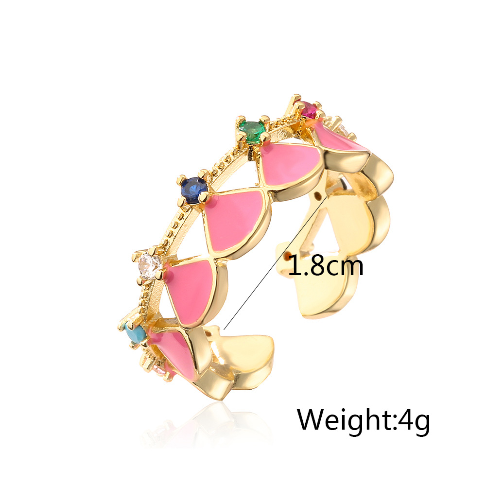 Fashion Geometric Copper Inlay Zircon Open Ring 1 Piece