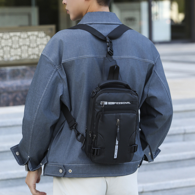 Simple ocio nuevo tipo de bolso de pecho multifuncional de hombre, moda versátil, mochila de hombro, mochila de tela espacial impermeable