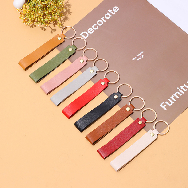All-match solid color leather key chain hand rope bag pendant doll lanyard fashion couple car key chain accessories All-match solid color leather key chain hand rope bag pendant doll lanyard fashion couple car key chain accessories