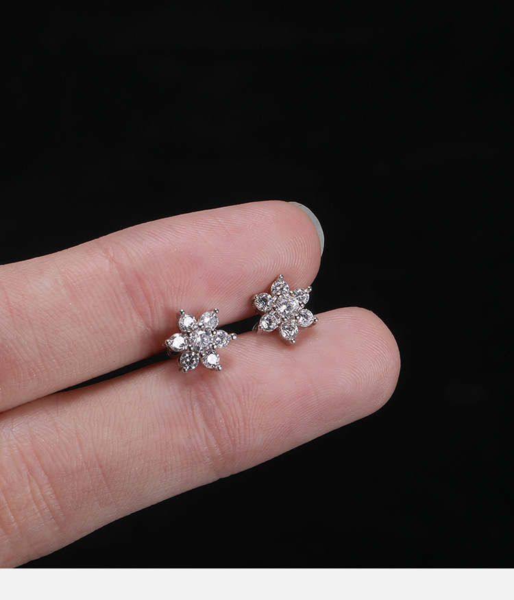 316L Stainless Steel Nail Flower Puncture Jewelry - European American Exaggerated Multi-Diamond Flower Nail Body Jewelry Wholesale detail image 9