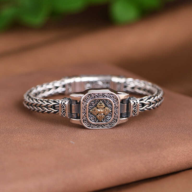 Xiang Xu retro do old trend personalized woven diamond pestle watch chain style men's bracelet factory direct sales