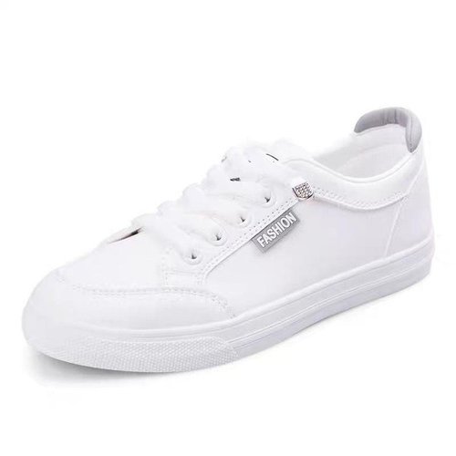 Women's sneakers PU leather lace-up shallow mouth student shoes women's single shoes round toe low top thin sole