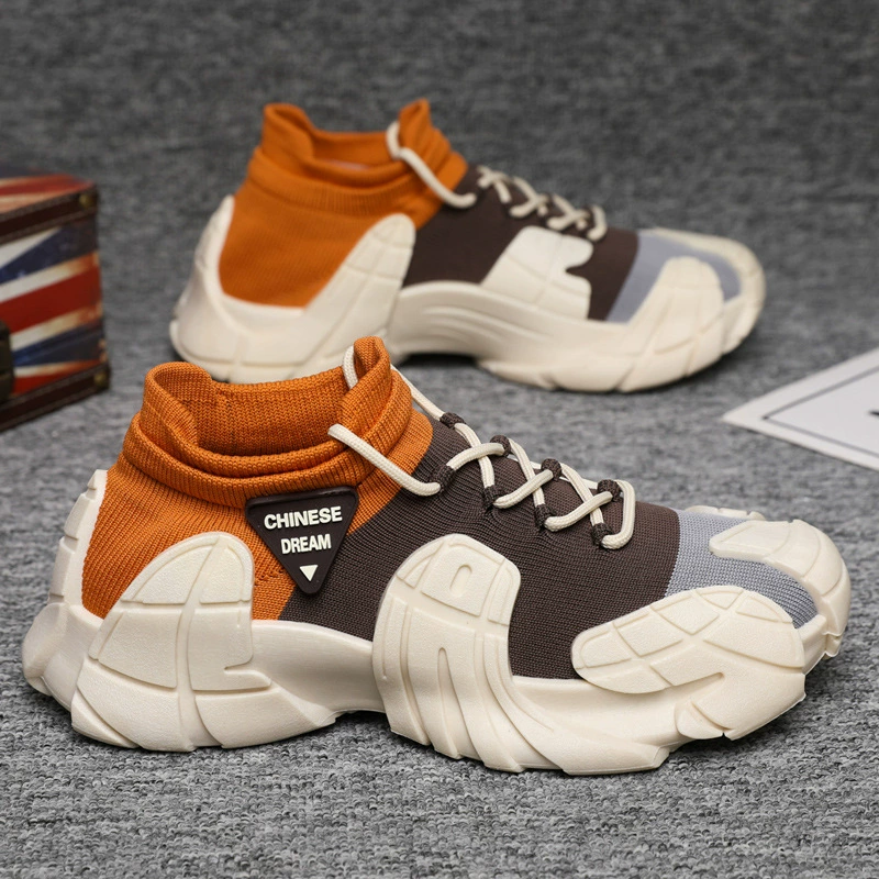 Производитель оптовая продажа 2025 новая мужская обувь весной летающая сетка повседневная обувь на открытом воздухе носки обувь дышащая папочка обувь