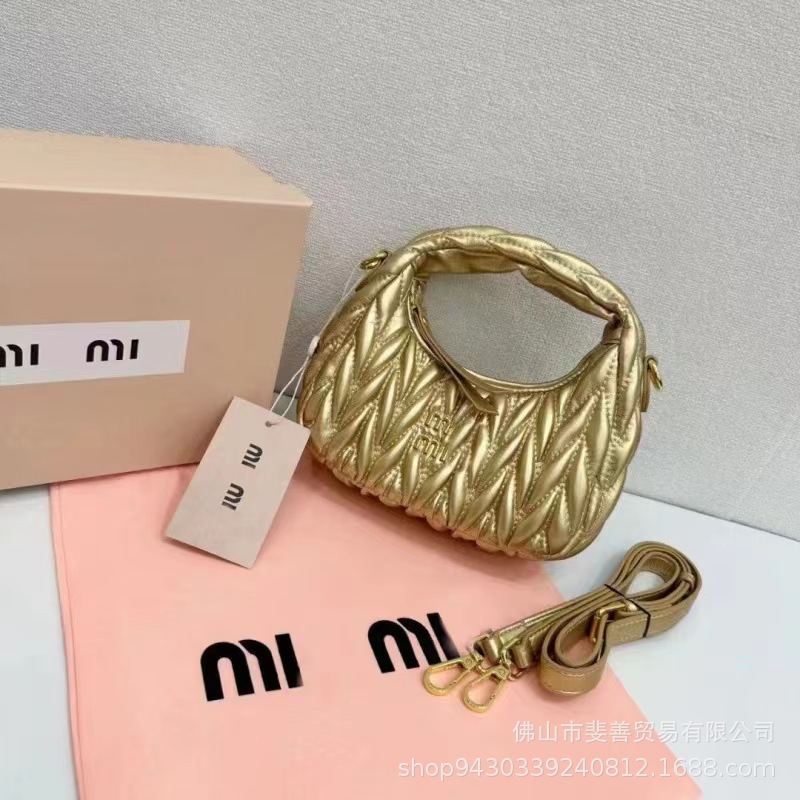 Miaomiu familia Qianjin, bolso de brazo, bolso de brazo Hobo, bolso de hombro, bolso de media luna portátil.