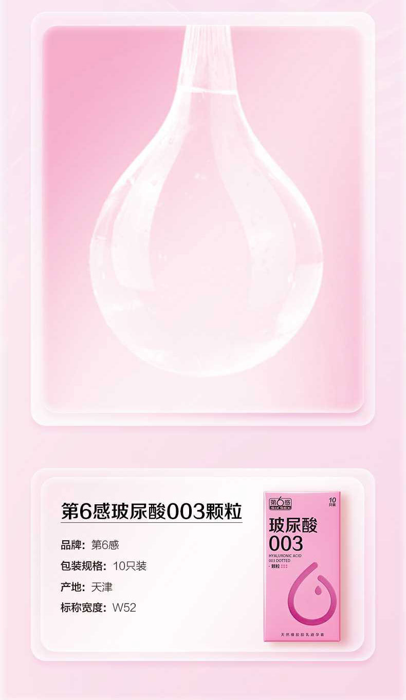 Sixth Sense Hyaluronic Acid 003 Granules Condoms, Ultra-Thin Natural Latex, Medium, 10 Pack — detail image 7