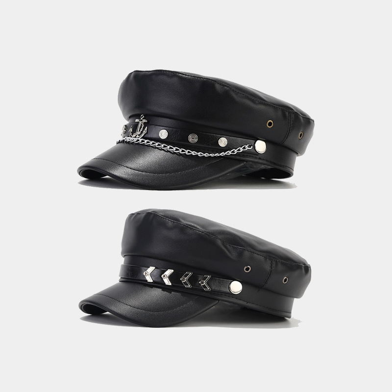 Unisex Basic Retro Solid Color Chain Curved Eaves Military Hat display picture 1