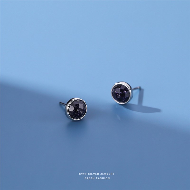 Boucles d'oreilles rondes en argent sterling s999 mixte_voghion.com