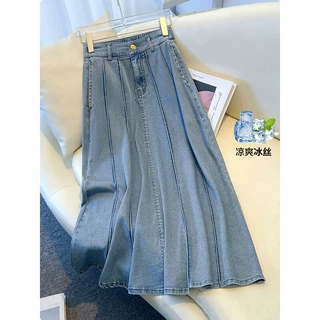 【不易掉色】天丝牛仔半身裙女2025夏季新款时尚洋气质高腰显瘦薄