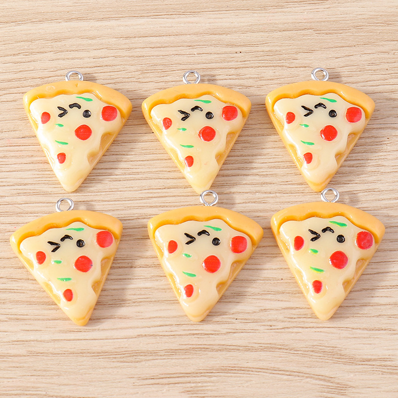 15 unids/bolsa de dibujos animados lindo creativo simulación alimentos y jugar aleación pizza goteo accesorios aceite DIY joyería colgante