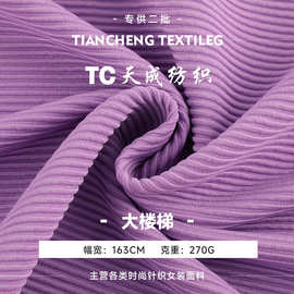 260g大楼梯布 针织涤纶弹力楼梯布坑条布料 打底衫连衣裙长裤面料
