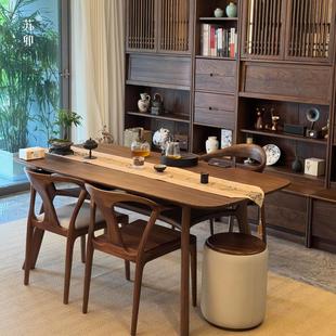 Su Mao new Chinese style tea table light luxury modern high-end Zen tea table solid wood large board tea table can