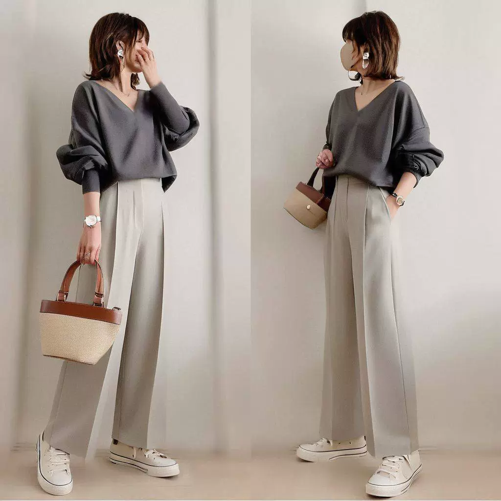 现货日系2024秋季新款V领卫衣上衣休闲长裤两件套