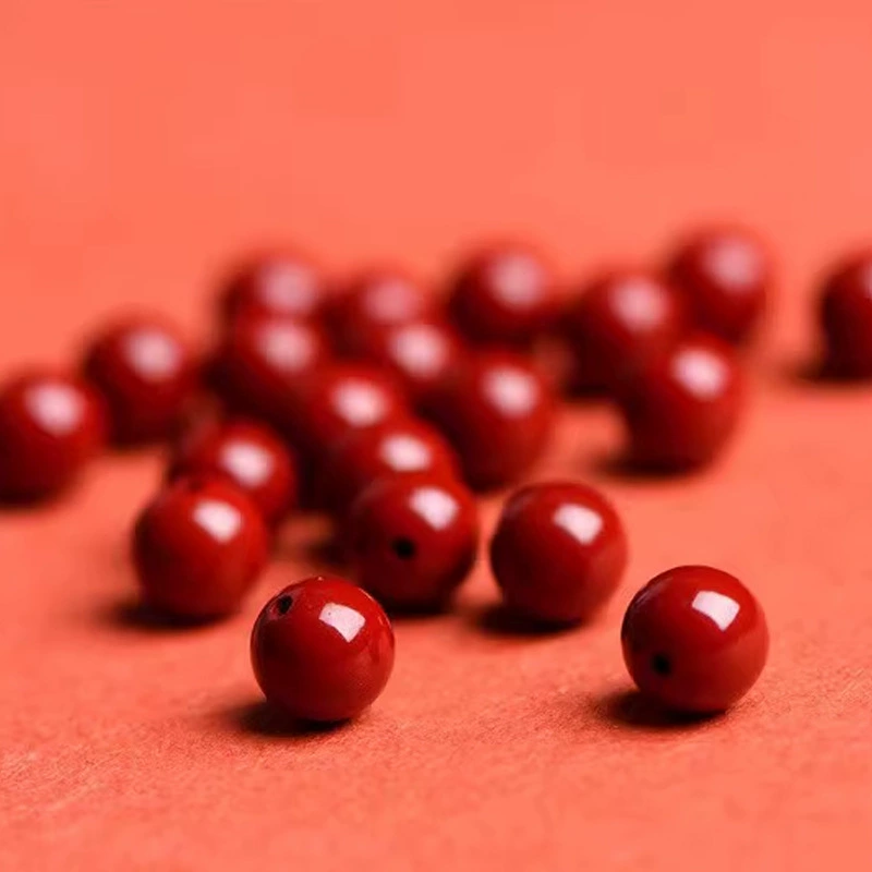 Natural ore, round beads, birthday charm, one bead bracelet, protective amulet, cinnabar