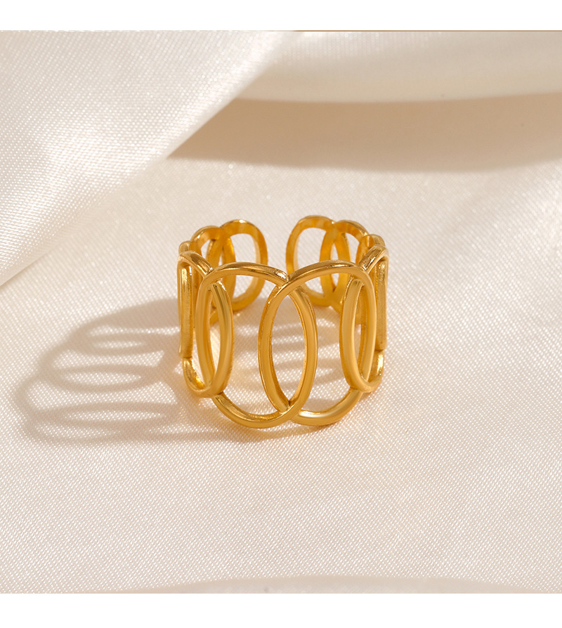 Open Ring Classification Adjustable Ring Size 1 Piece Quantity PVD Coated 18K Gold Plated Geometric 304 Stainless Steel Streetwear Waterproof Non Tarnish Open Ring