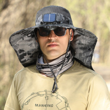 大沿遮阳帽户外休闲风扇帽子太阳能大风力可USB充电登山徒步凉帽