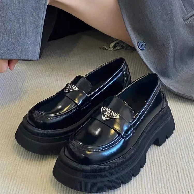 Внешняя торговля обувь Lefu на толстой подошве женская 2024 новая мода повседневная черная туфля на каблуке