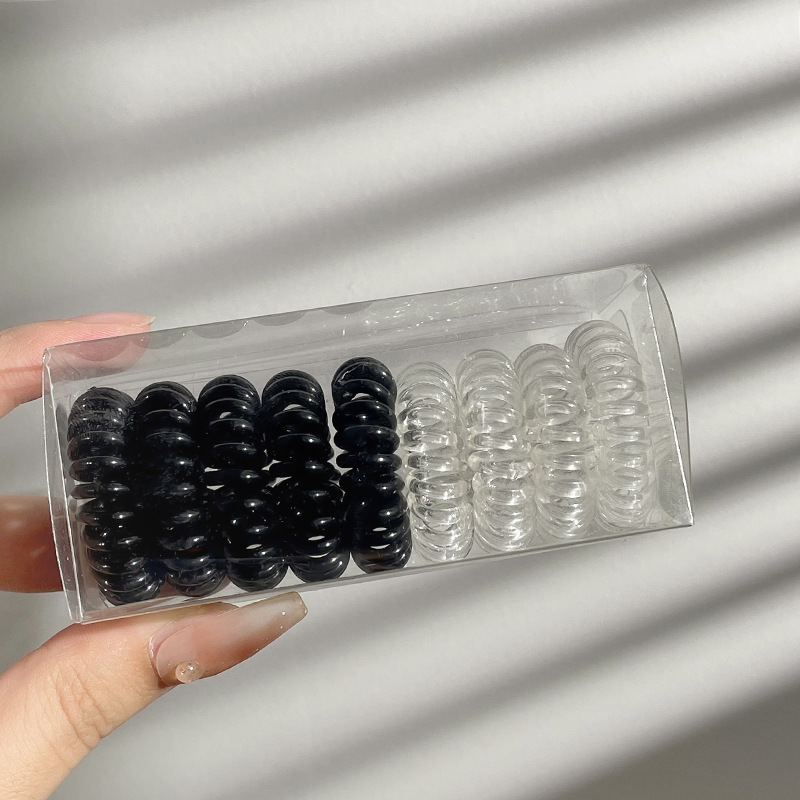 Combinación de 9 piezas línea telefónica cuerda de pelo Internet celebridad gradiente transparente cuerda de pelo fresco Corea del Sur banda de goma ins tie anillo de pelo