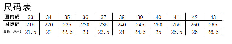 尺码表33-43