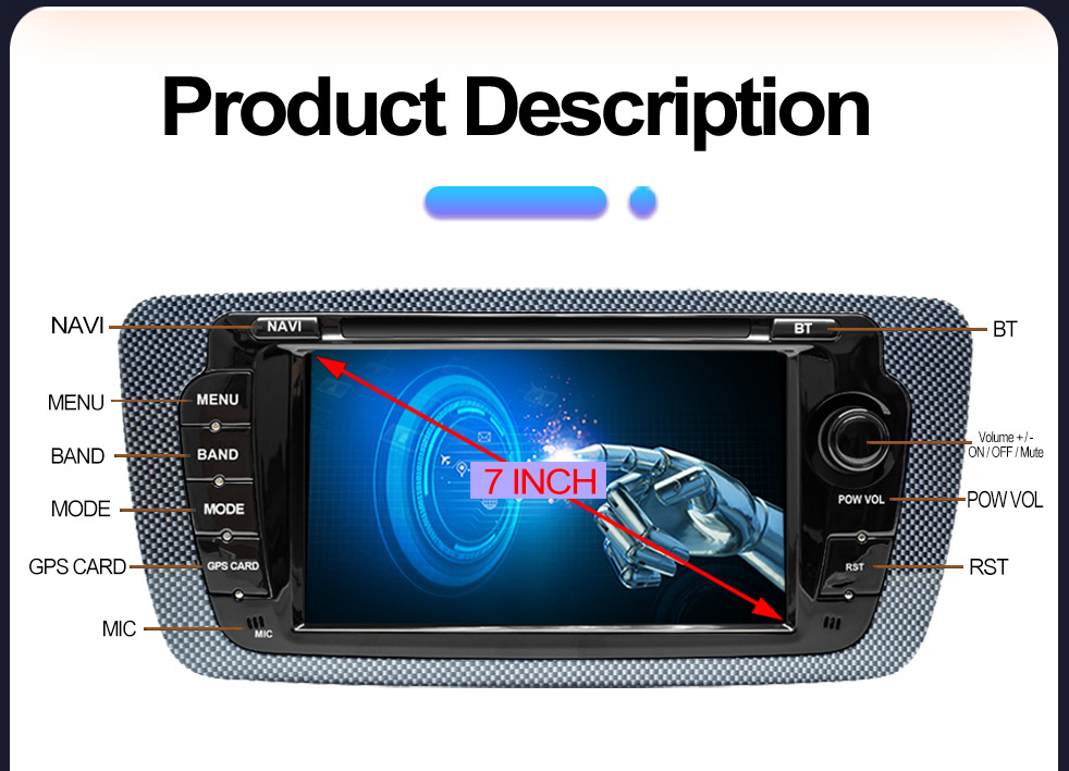 Suitable for 7inch Seat Ibiza 09-13 Android Mp5 Bluetooth Central Control Car Navigation Carplay