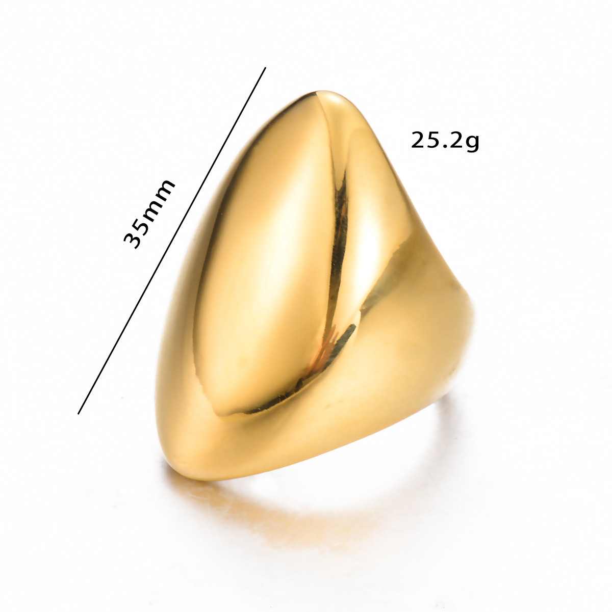 18K Real Gold Plated Plating Material PVD Coated Geometric 304 Stainless Steel Simple Style Waterproof Non Tarnish Rings