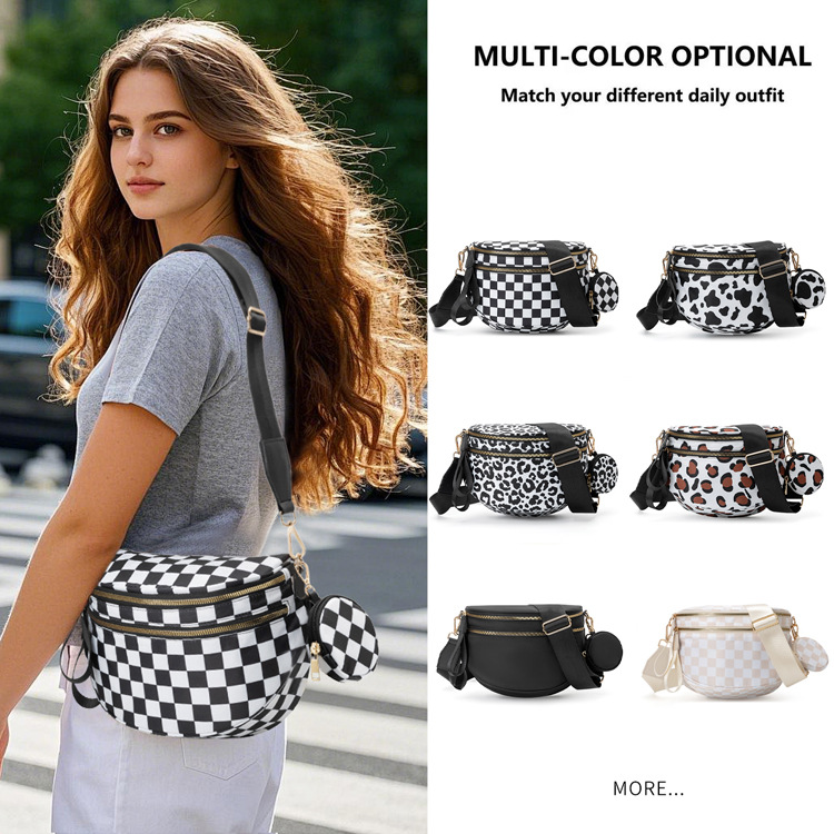 750g Weight Unisex Streetwear Leopard Polyester Waist Bags