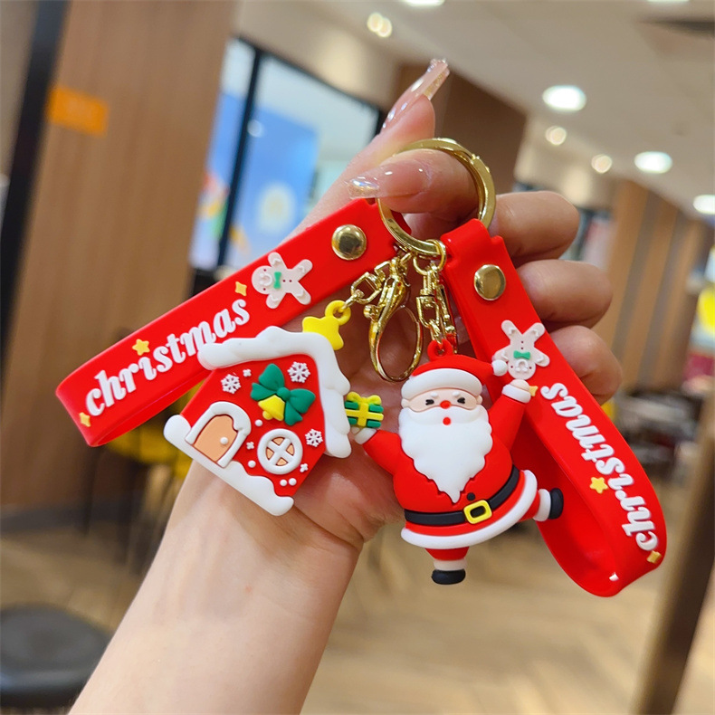 2024年新款圣诞钥匙扣公仔挂件圣诞树雪人驯鹿钥匙链抓娃机小礼品