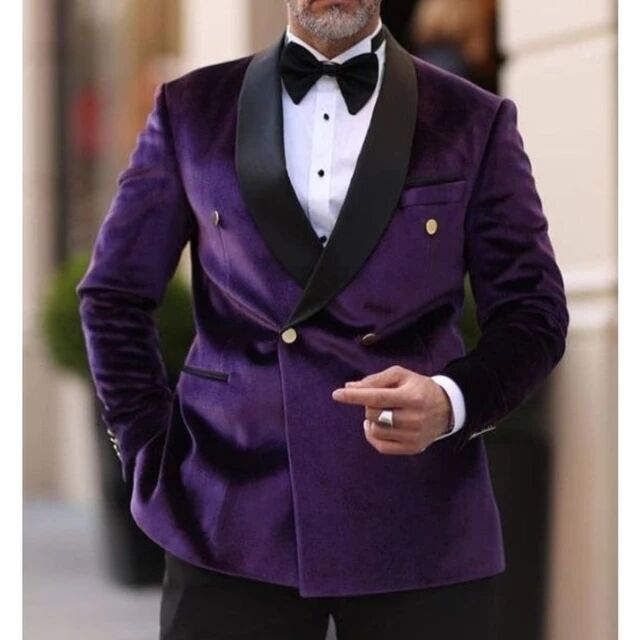 Aliexpress Cross-Border Foreign Trade Hot-Selling Four-Season Velvet Blazer Double-Breasted Slim-Fit Casual Men's Jacket
