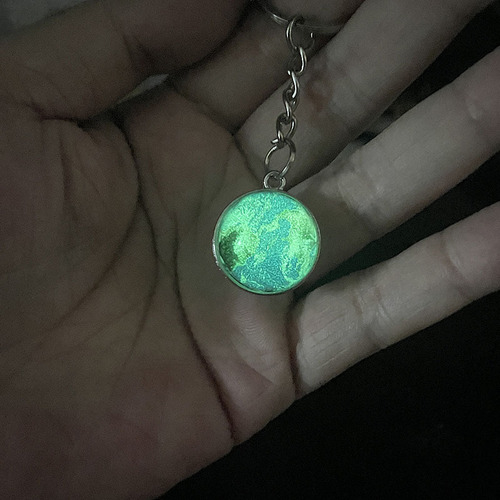 Luminous cosmic planet keychain solar system earth pendant galaxy nebula double-sided glass ball key chain gift