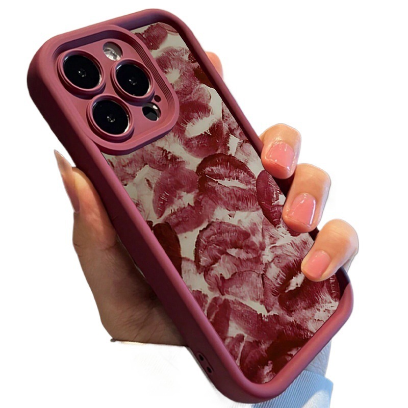 红色唇印适用iphone14promax手机保护套13苹果12新款15全包防摔11|undefined