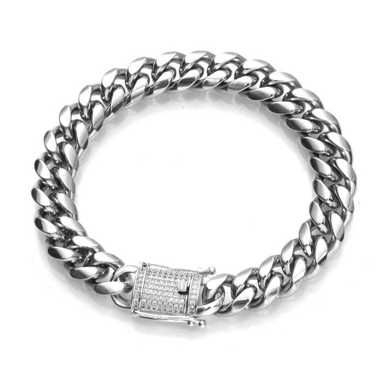 Cuban Link Bracelet For Men 18k Gold Plated Stainless Steel Chain_voghion.com