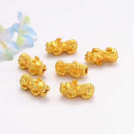 18K古法金色貔貅招财转运珠手工编织手串项链DIY饰品配件材料批发