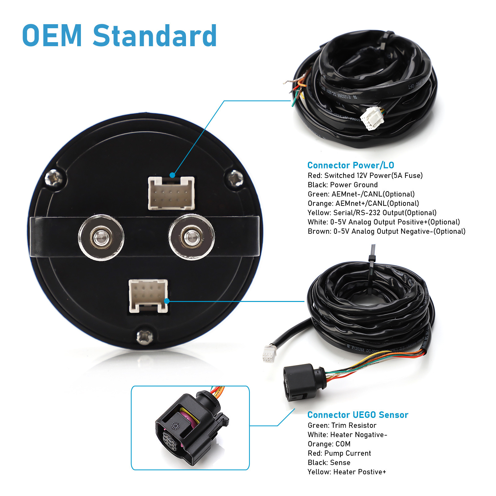 Car Modification Wide-Range Air-Fuel Ratio Gauge 52mm Air-Fuel Ratio Meter with Wide Oxygen Sensor Set Lsu4.9