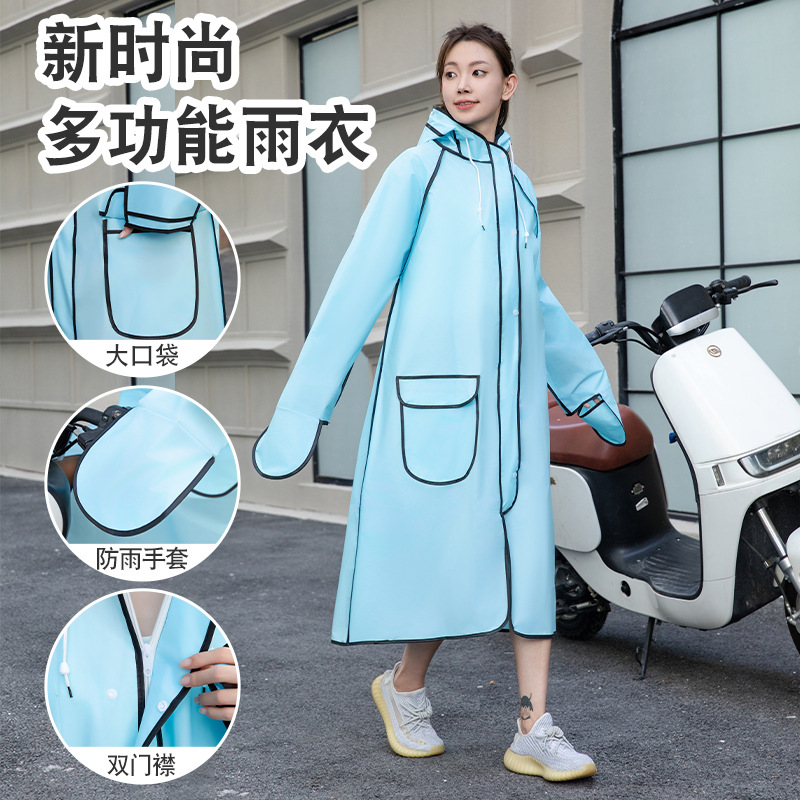 EVA chaqueta de lluvia larga hombre y mujer solos todo el cuerpo a prueba de tormentas no desechable chaqueta de lluvia eléctrica alargada chaqueta de lluvia al aire libre