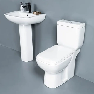 批发Toilet工厂出口中东中亚分体式马桶外贸地排横排直冲广东潮州