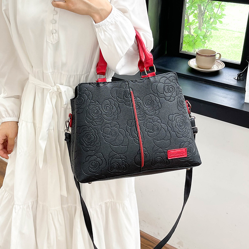 2024 new cross-border handbag, a large-capacity single-shoulder cross-border bestseller with soft leather embossed single-shoulder for women undefined
