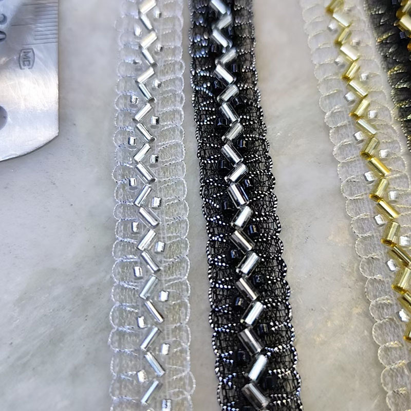 KLHB250 订珠带  厂家直销  花边 泡珠方格绣底花边