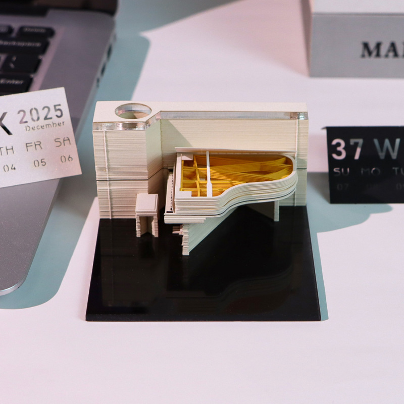 2026年越境販売限定 紙彫り置物 3D立体メモ紙 手で切れるクリエイティブ卓上カレンダー ギフト|undefined