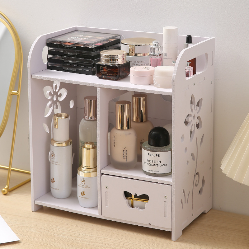 Caja de almacenamiento de maquillaje de escritorio doméstico cajón de almacenamiento de maquillaje de gran capacidad estante de almacenamiento multiplaca