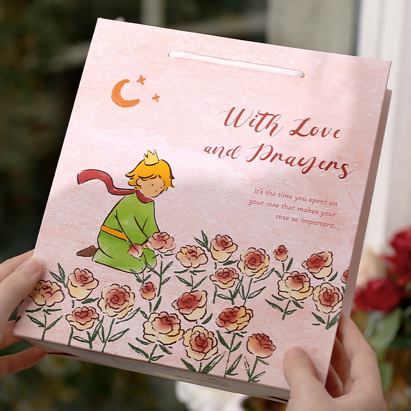 Bolsas de regalo de rosa pintadas a mano en bolsas de regalo de cumpleaños de nicho de alto valor de asteroides