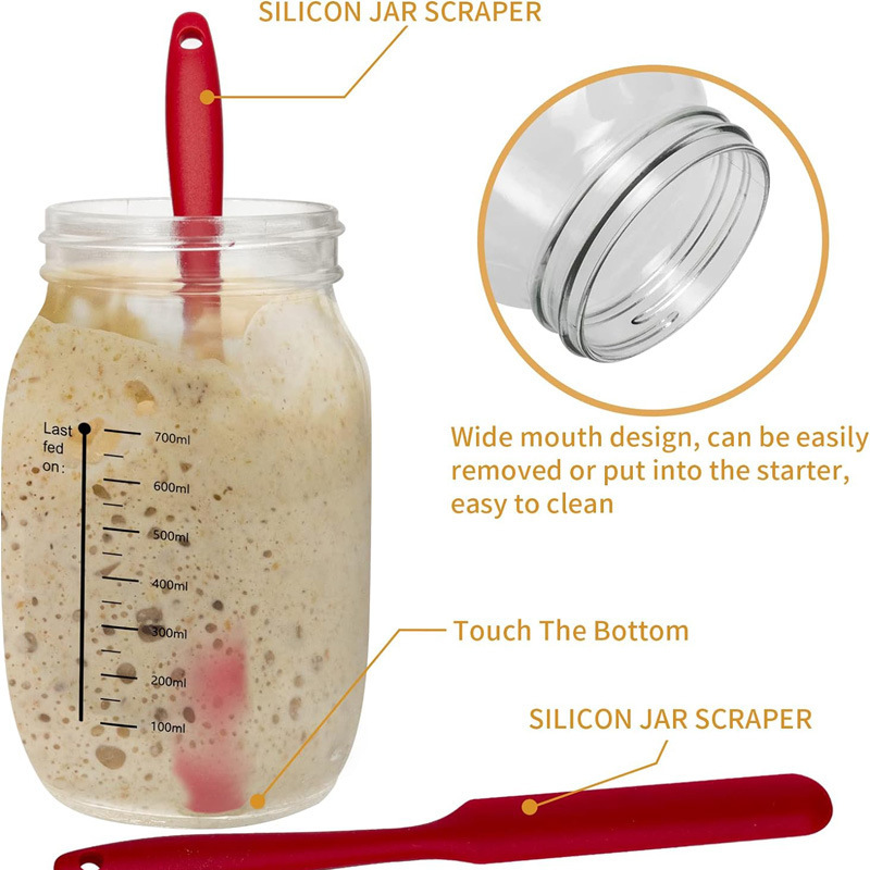 跨境热销24oz酸面包发酵玻璃罐温度计带盖发酵面团面包烘焙用品