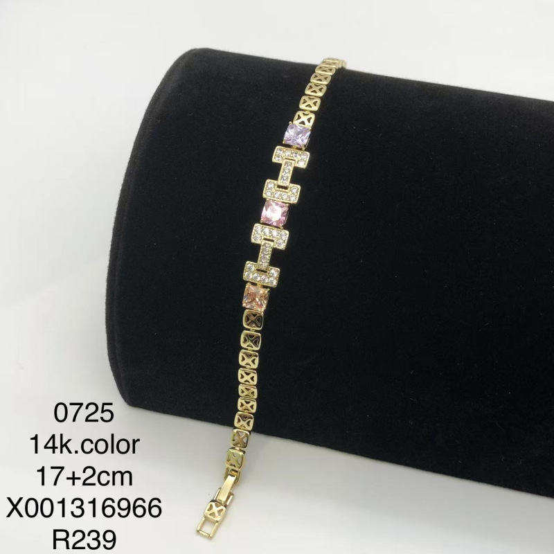 Pulsera Geométrica 14K para Mujer de Aleación de Cobre con Pedrería image 5