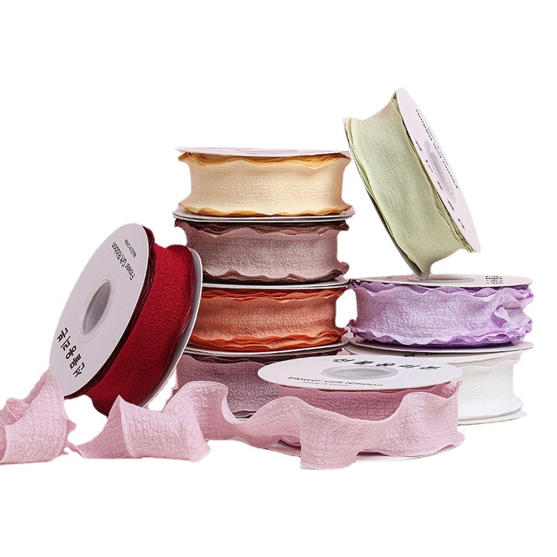 Cinta plisada al por mayor material de embalaje floral Macaron diybag embalaje de flores cinta de embalaje de flores de 4cm cinta de embalaje de flores