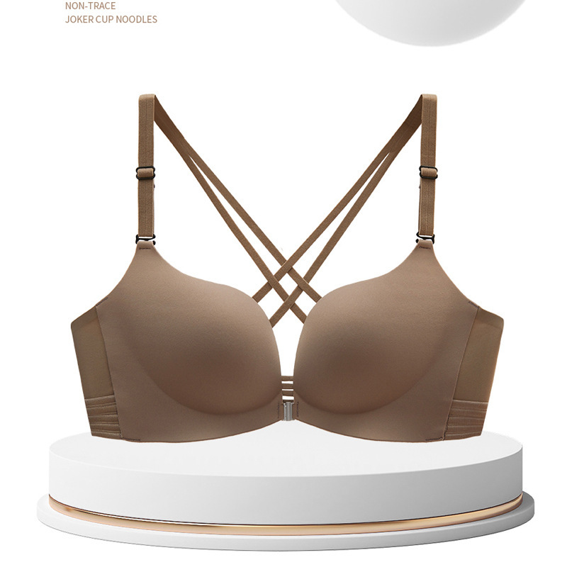 Front Button Small Breast Push-Up Sexy Cross-Back Bra Without Rims Sexy Big Fashion Versatile Seamless Intimates for Women