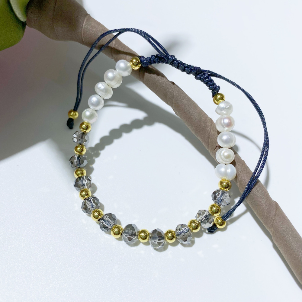 1 Stück Mode Geometrisch Kristall Süßwasserperle Kupfer Perle Armbänder display picture 5