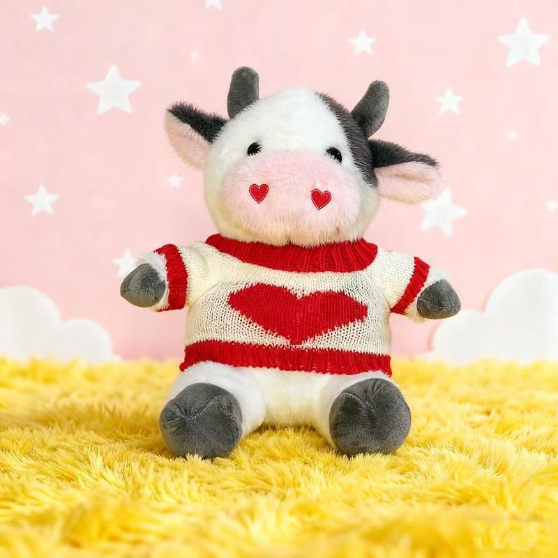 Transfronterizos de vestir grandes flores juguetes de peluche muñecas de vaca zodiacal muñecas de tela regalo muñecas de vaca de flores muñecas