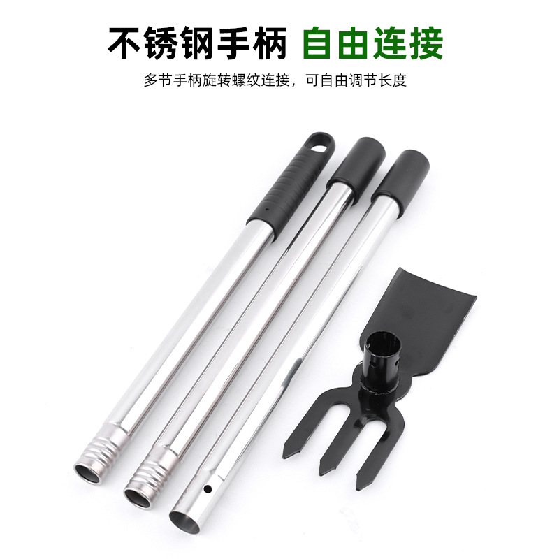 Jardín de azada de doble cabeza de azada de tres azadas de jardinería de doble propósito pequeña azada de flores de plantación de verduras de flores caseras azada de arena multifuncional